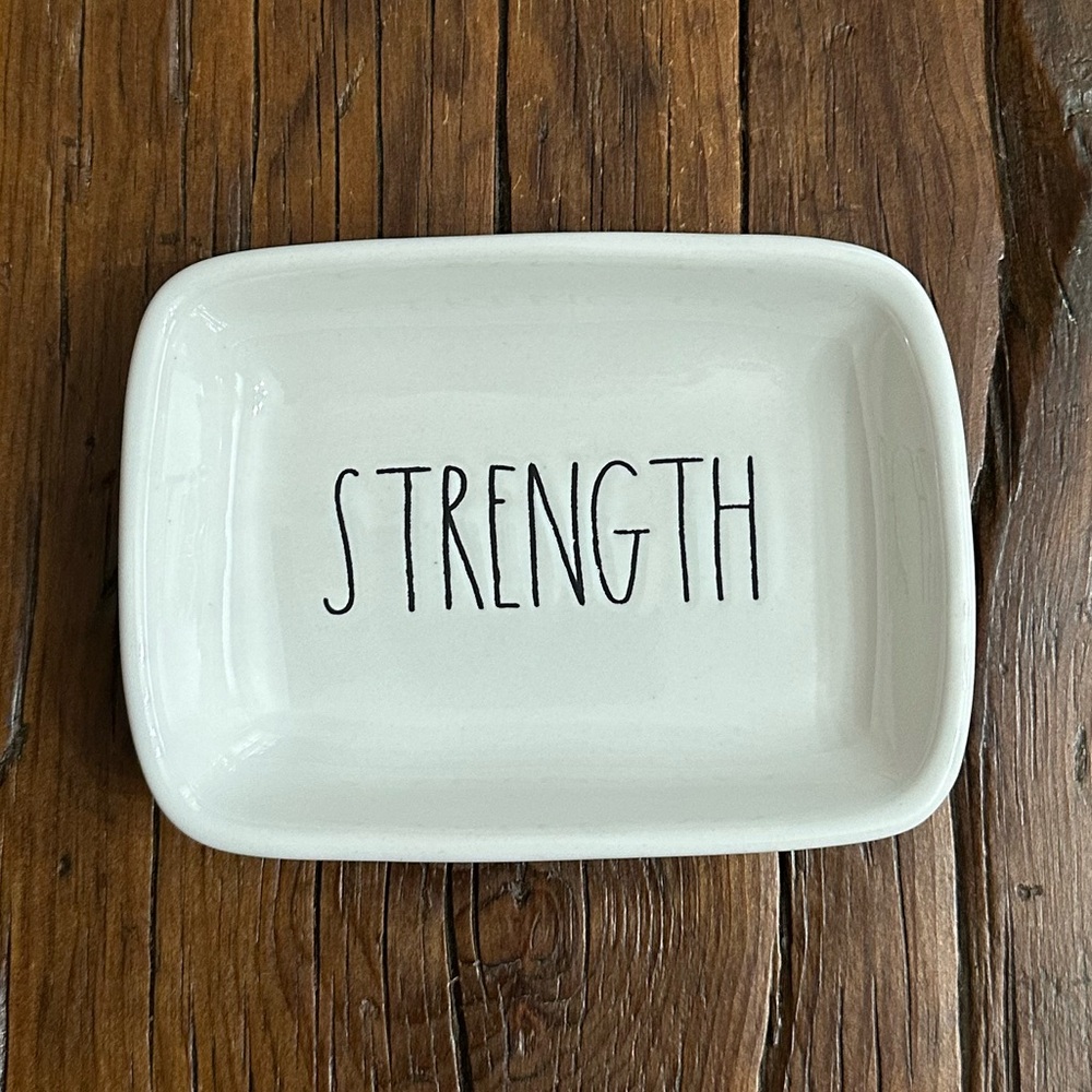 Rae Dunn Strength Trinket Tray in White